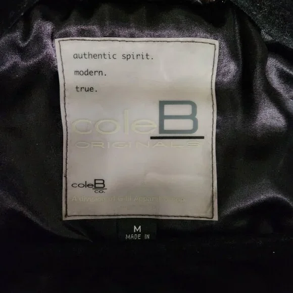 Cole B Black Faux Persian Lamb Teddy Jacket Fur Collar Lined Pockets NWOT Size M - Picture 7 of 7